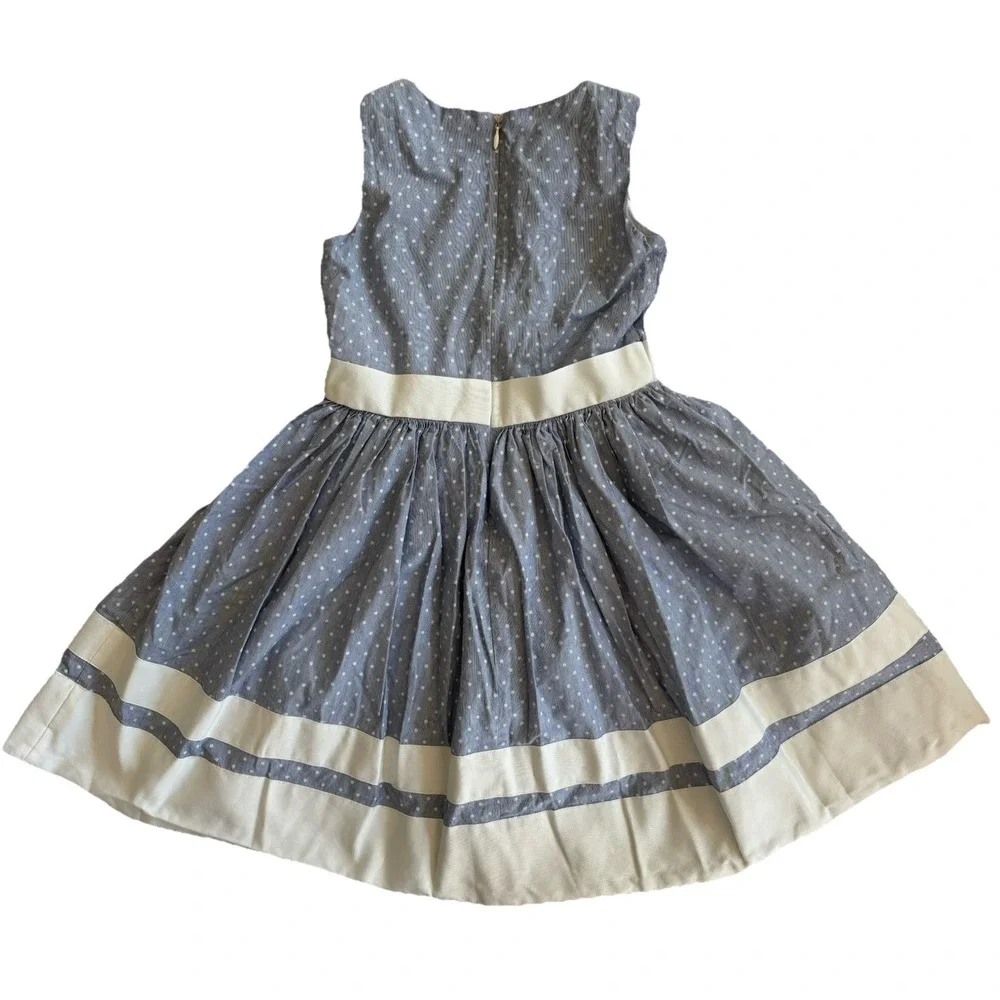 Gymboree Chambray Polka Dot Easter Dress Girls 6 Knee‎ Length Fit & Flare Spring
